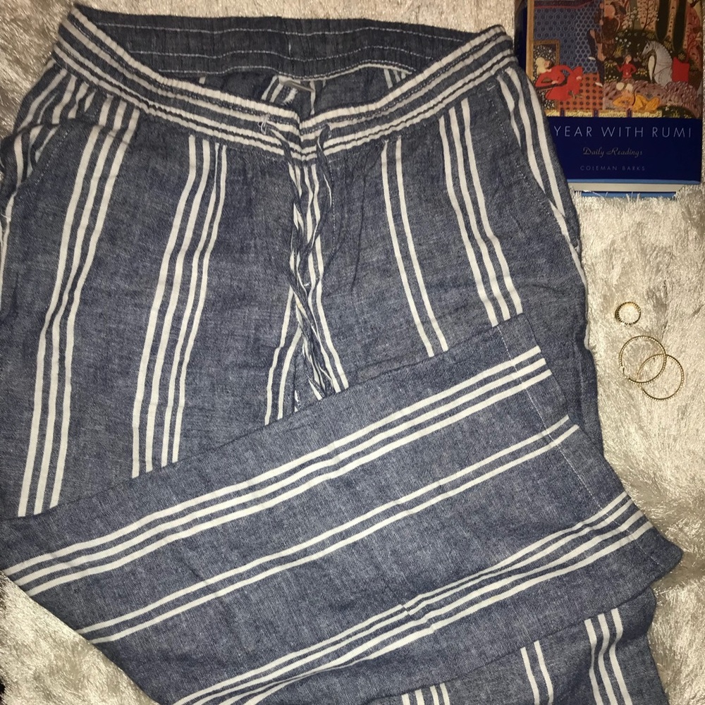 🦋Striped linen drawstring trouser (WIDE LEG)